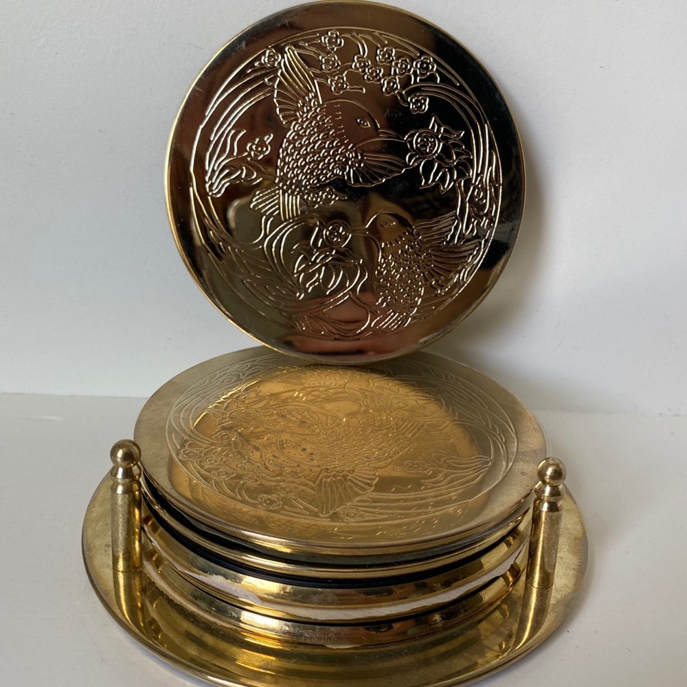 Hummingbird goldtone Coasters